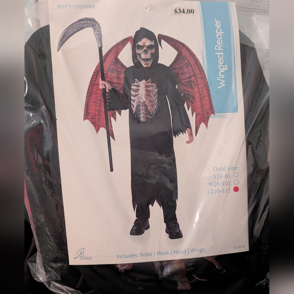Winged Reaper Kids Costume - Black and Red